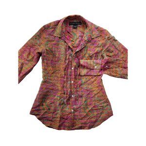 Ralph Lauren "Black Label" Women's 6 Button-Up Paisley Sheer Silk Blend Blouse